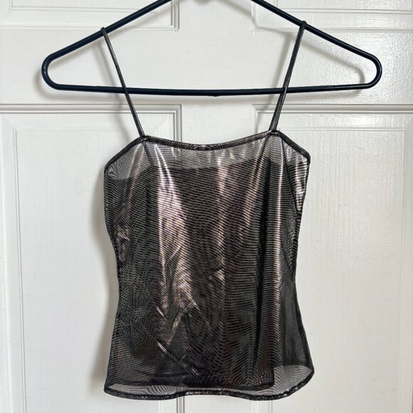 Subsurface The Liquid Tank Black Pearl Top Sheer Metallic Rave Shirt Cami XS - Picture 2 of 7
